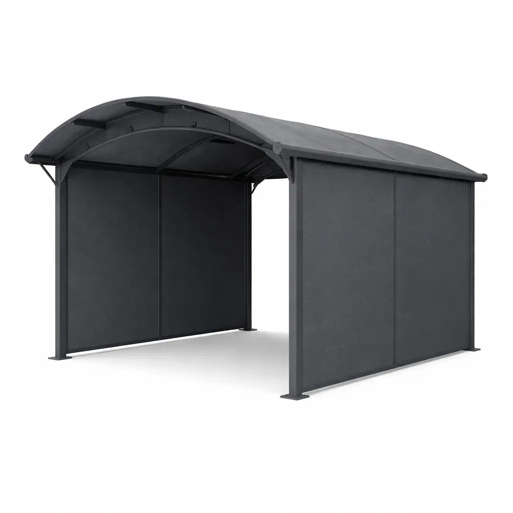 Carport Outdoor Steel Frame with Polyester Fabric Roof in Grey-ROOMGLOWZ