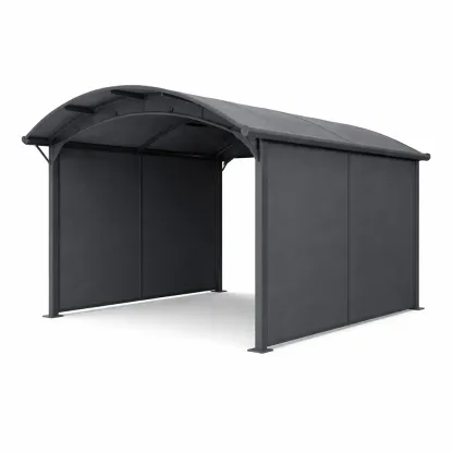 Carport Outdoor Steel Frame with Polyester Fabric Roof in Grey-ROOMGLOWZ