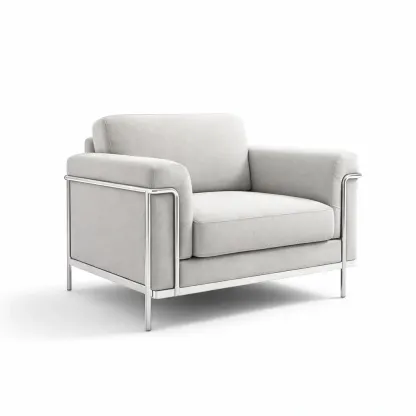 Armchair Grey Fabric with Stainless Steel Frame-ROOMGLOWZ