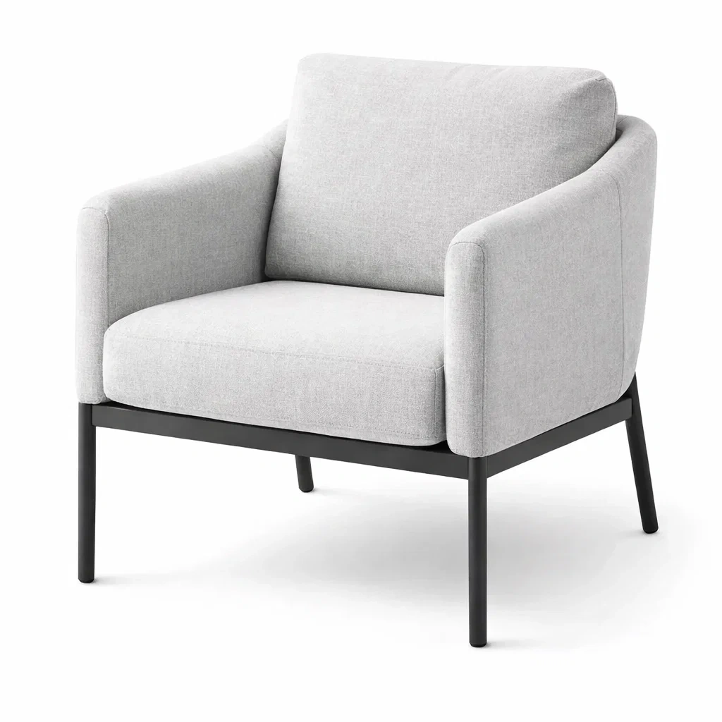 Armchair Grey Fabric with Steel Frame 70cm x 75cm x 70cm-ROOMGLOWZ