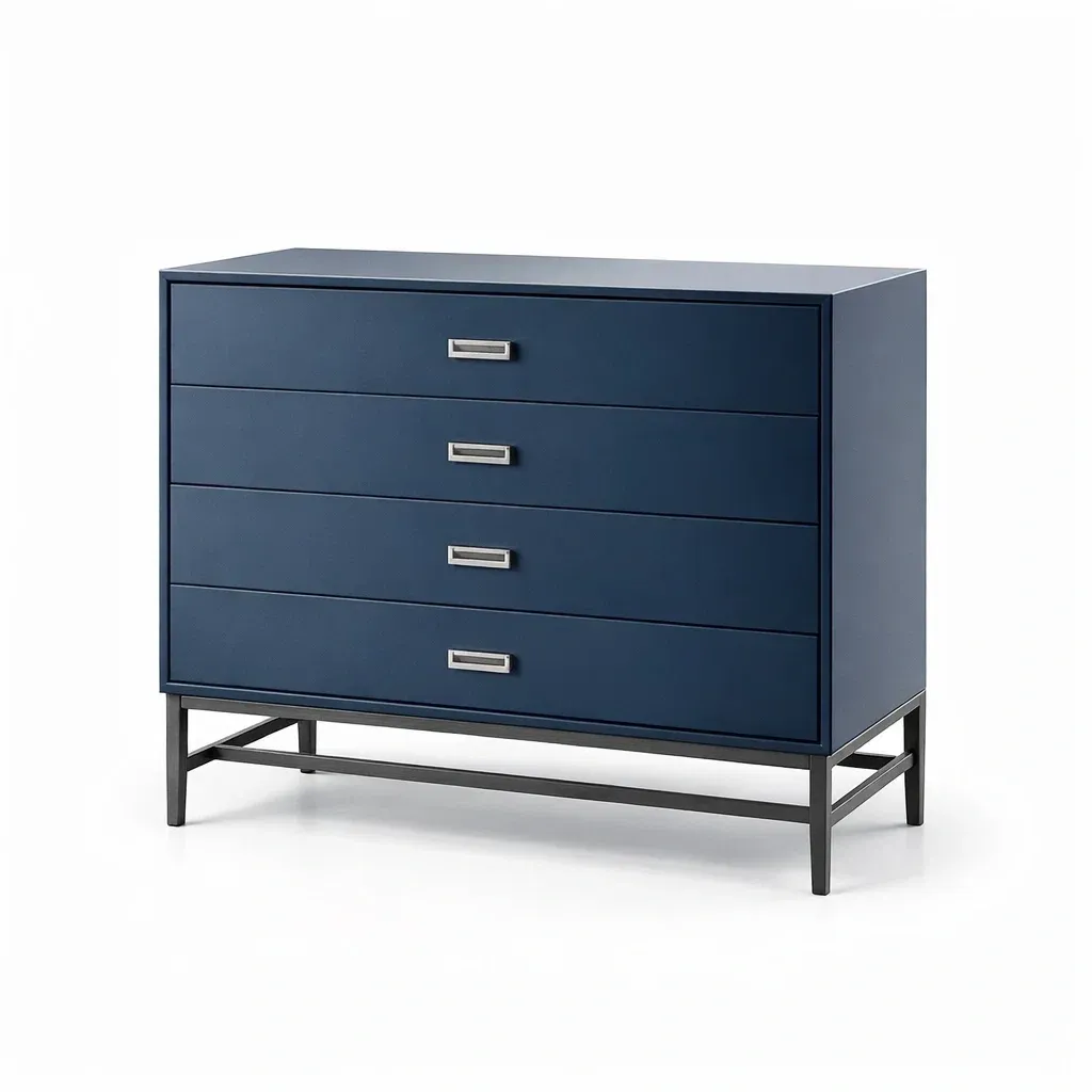 Drawer Unit Blue Four-Drawer Dresser MDF/Steel-ROOMGLOWZ
