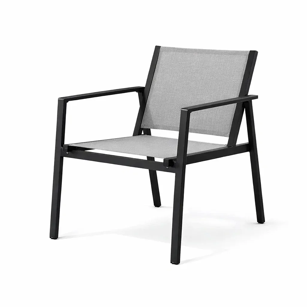 Chair Outdoor Metal Frame with Grey Textilene Fabric-ROOMGLOWZ