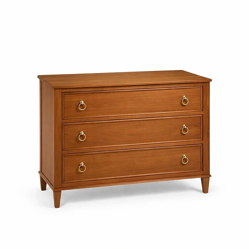 Drawer Unit Wooden with Metal Handles, Brown, 3 Drawers-ROOMGLOWZ