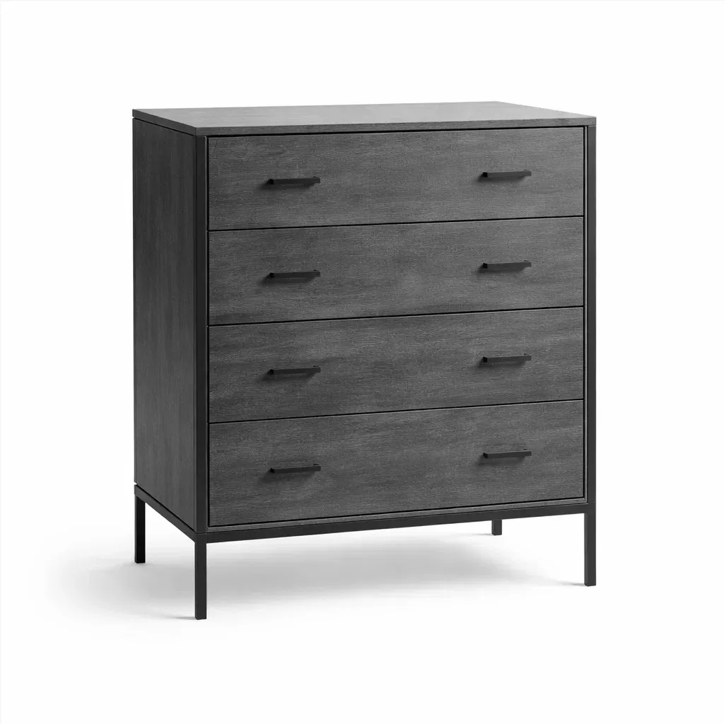 Drawer Unit Charcoal Grey Wood with Four Drawers-ROOMGLOWZ