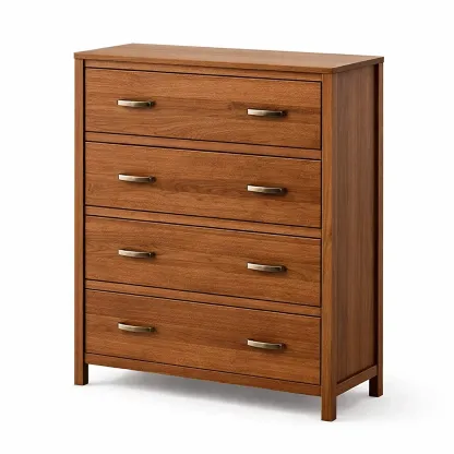 Drawer Unit 4 Drawer Wood Chest Vertical Dresser in Brown-ROOMGLOWZ