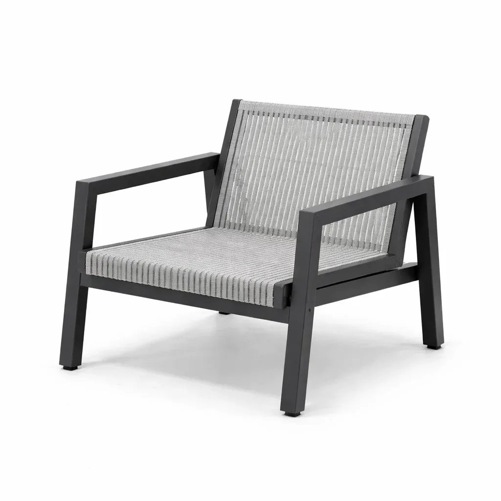 Chair Outdoor Lounge Aluminium Frame with Textilene Fabric Grey-ROOMGLOWZ