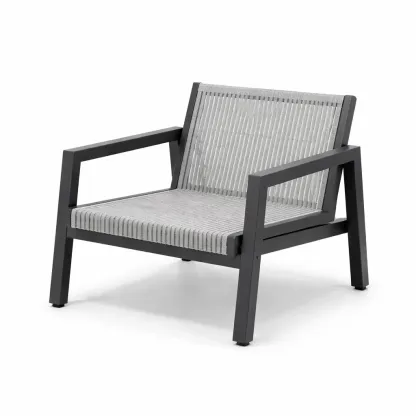 Chair Outdoor Lounge Aluminium Frame with Textilene Fabric Grey-ROOMGLOWZ