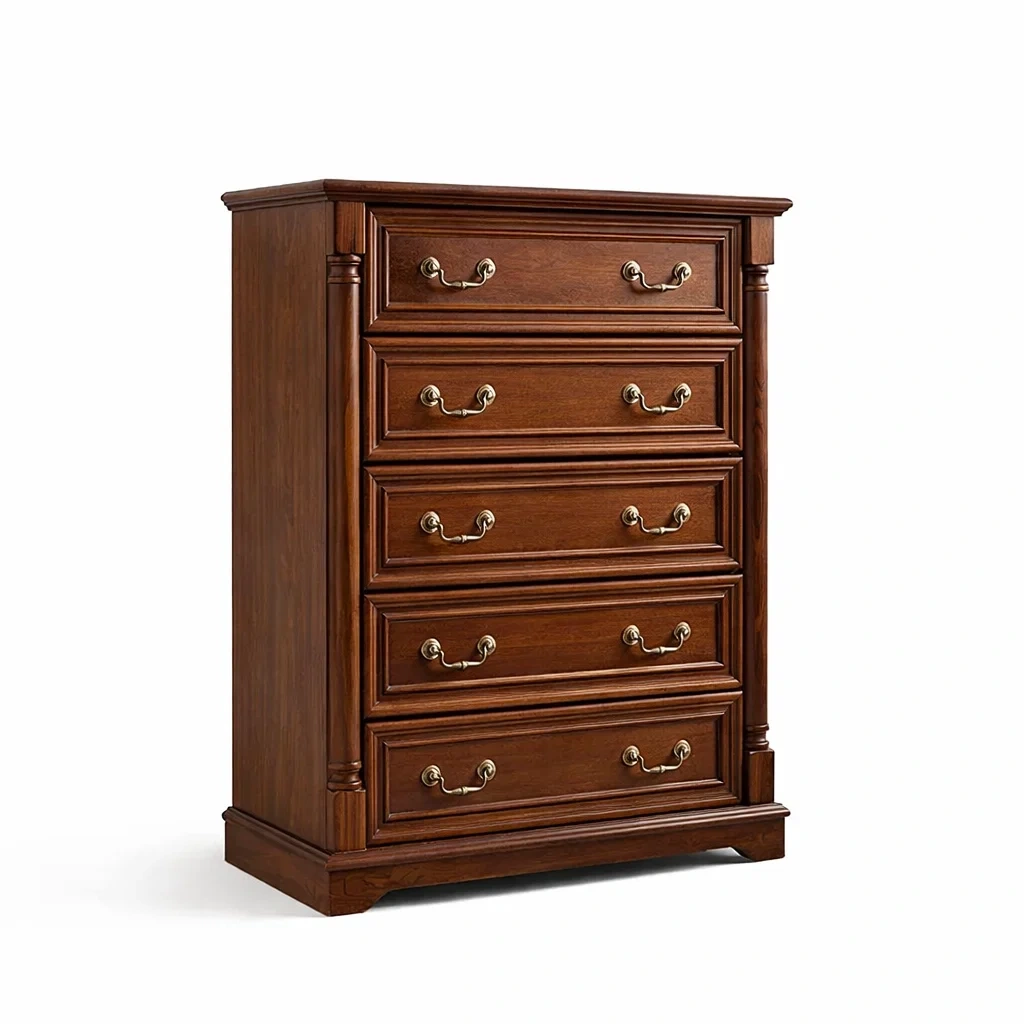 Drawer Unit Wooden Solid Wood Brown 5-Drawer-ROOMGLOWZ