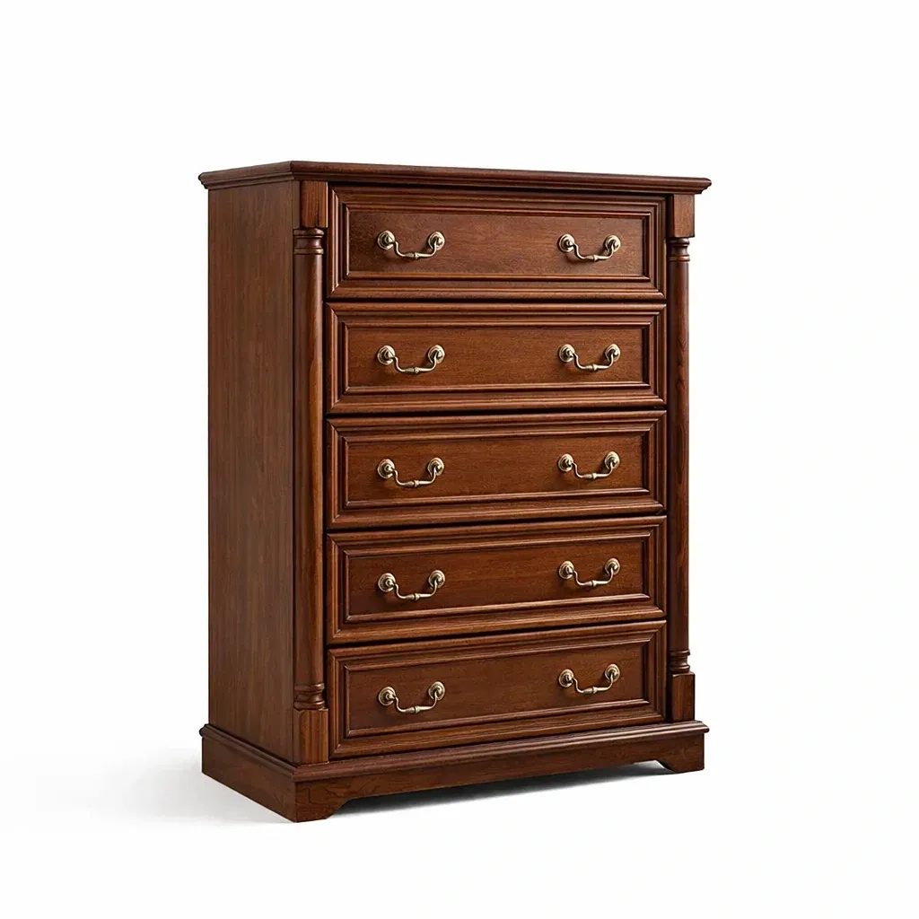 Drawer Unit Wooden Solid Wood Brown 5-Drawer-ROOMGLOWZ