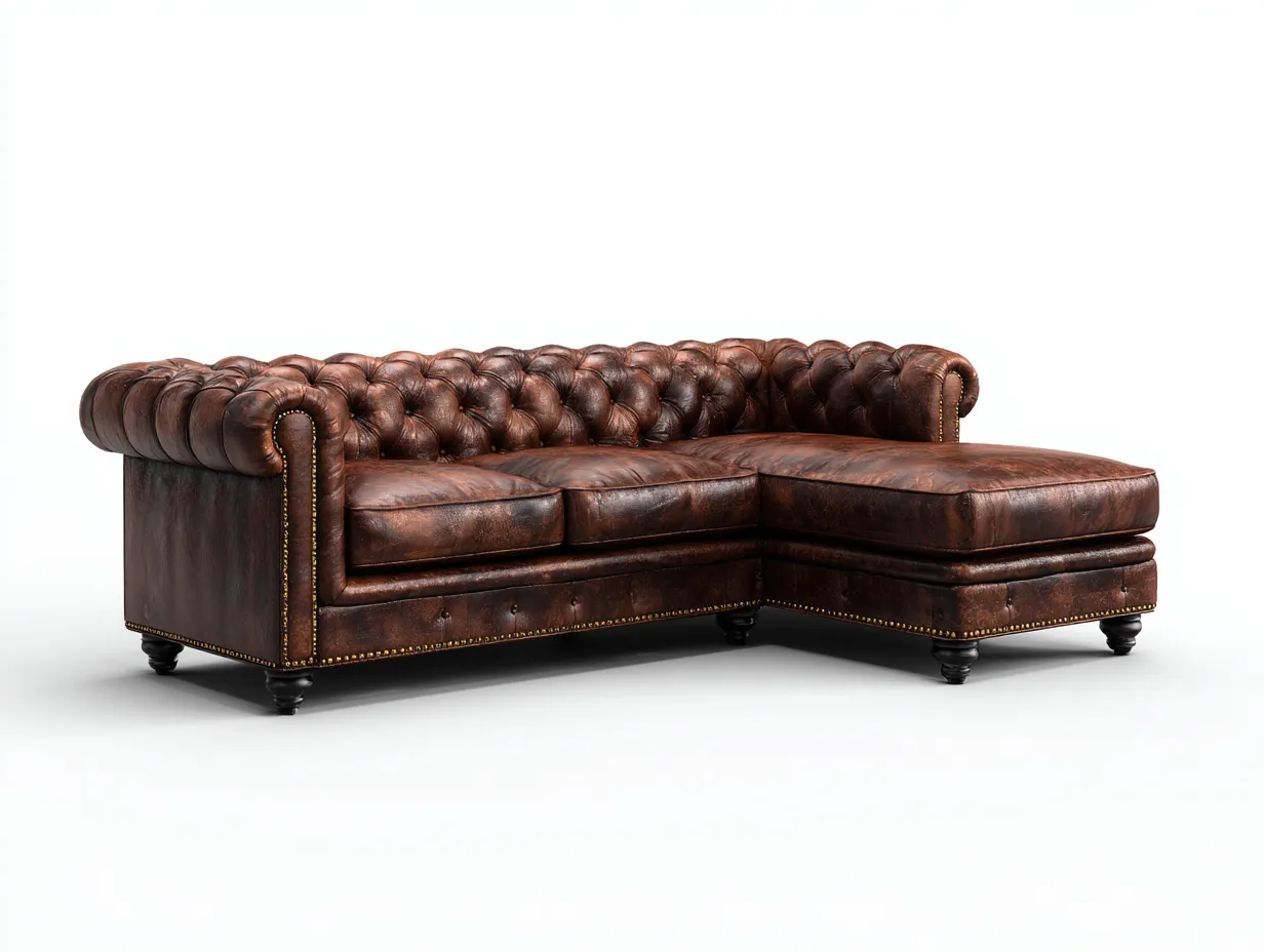 Sofás rinconeros - cuero - 325x205x78 cm - marrón oscuro - estilo clásico-Dengohome