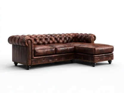 Sofás rinconeros - cuero - 325x205x78 cm - marrón oscuro - estilo clásico-Dengohome