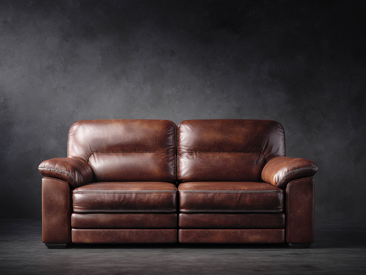 Sofás 2 plazas - cuero - 192x94x82 cm - marrón - estilo clásico-Dengohome