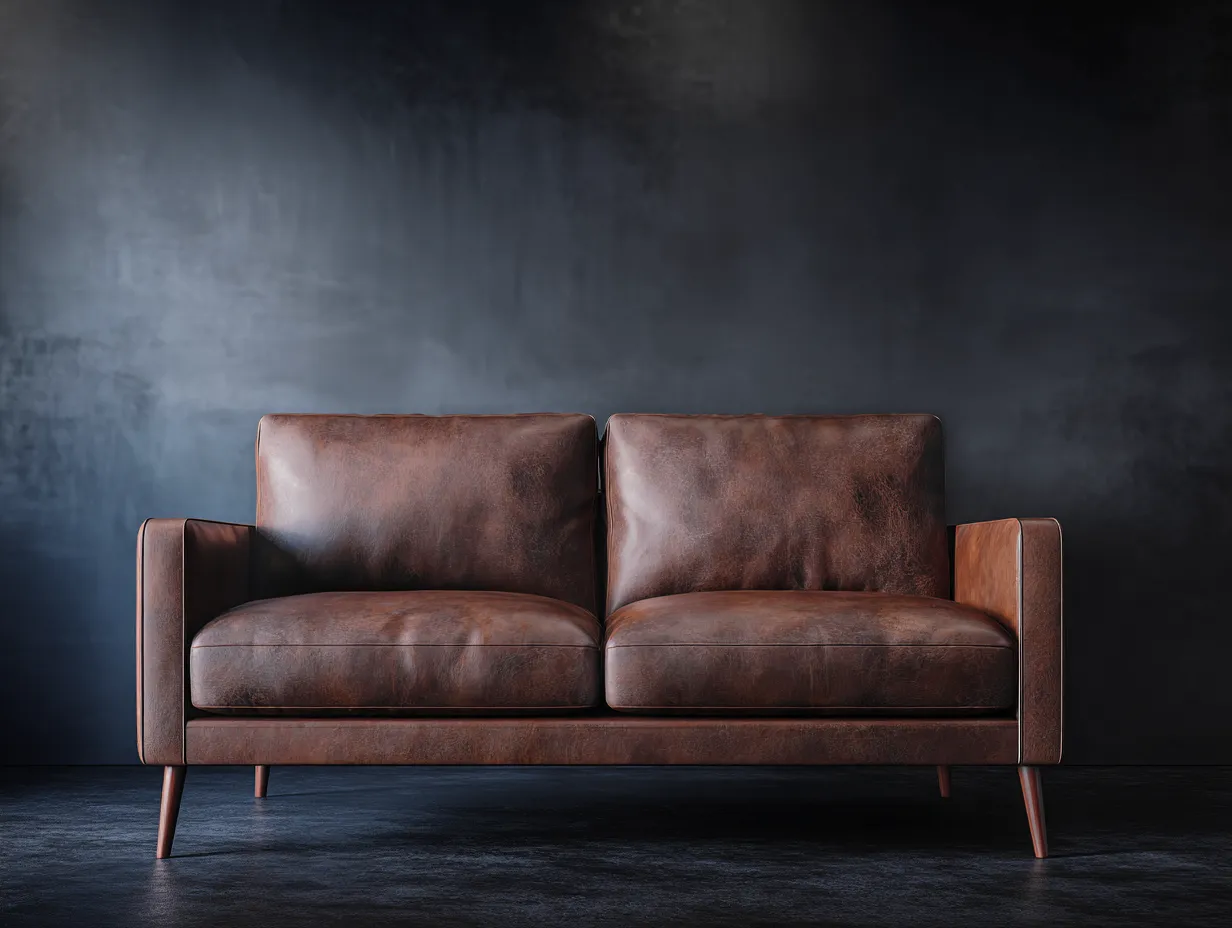 Sofás 2 plazas - cuero - 186x88x83 cm - marrón - estilo moderno-Dengohome