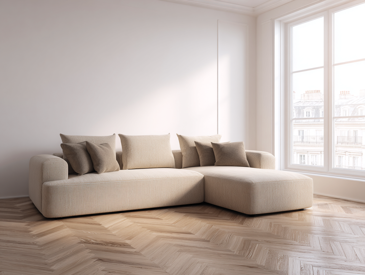 Sofás rinconeros - tela-madera - 300x185x82 cm - beige - estilo contemporáneo-Dengohome