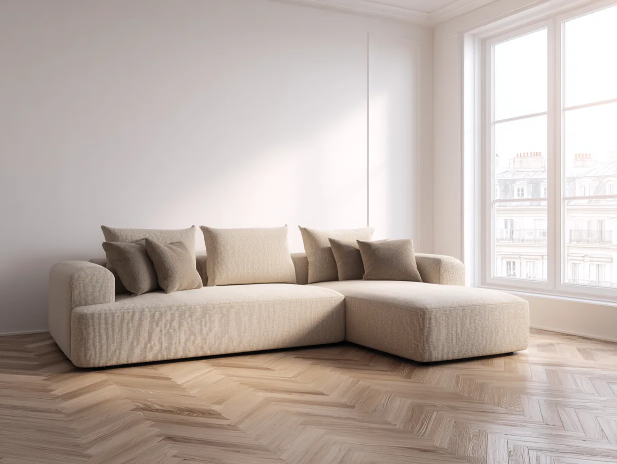 Sofás rinconeros - tela-madera - 300x185x82 cm - beige - estilo contemporáneo-Dengohome