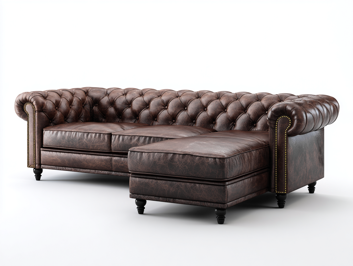 Sofás rinconeros - cuero - 332x208x80 cm - marrón oscuro - estilo clásico-Dengohome