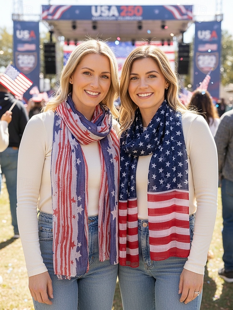 United States 250th Anniversary Women's Polyester Chiffon Scarf, Multiple Patterns, Lightweight and Breathable for Spring & Summer, Perfect for USA, Independence Day & Casual Wear 2026 - $14.99 &ndash;P1