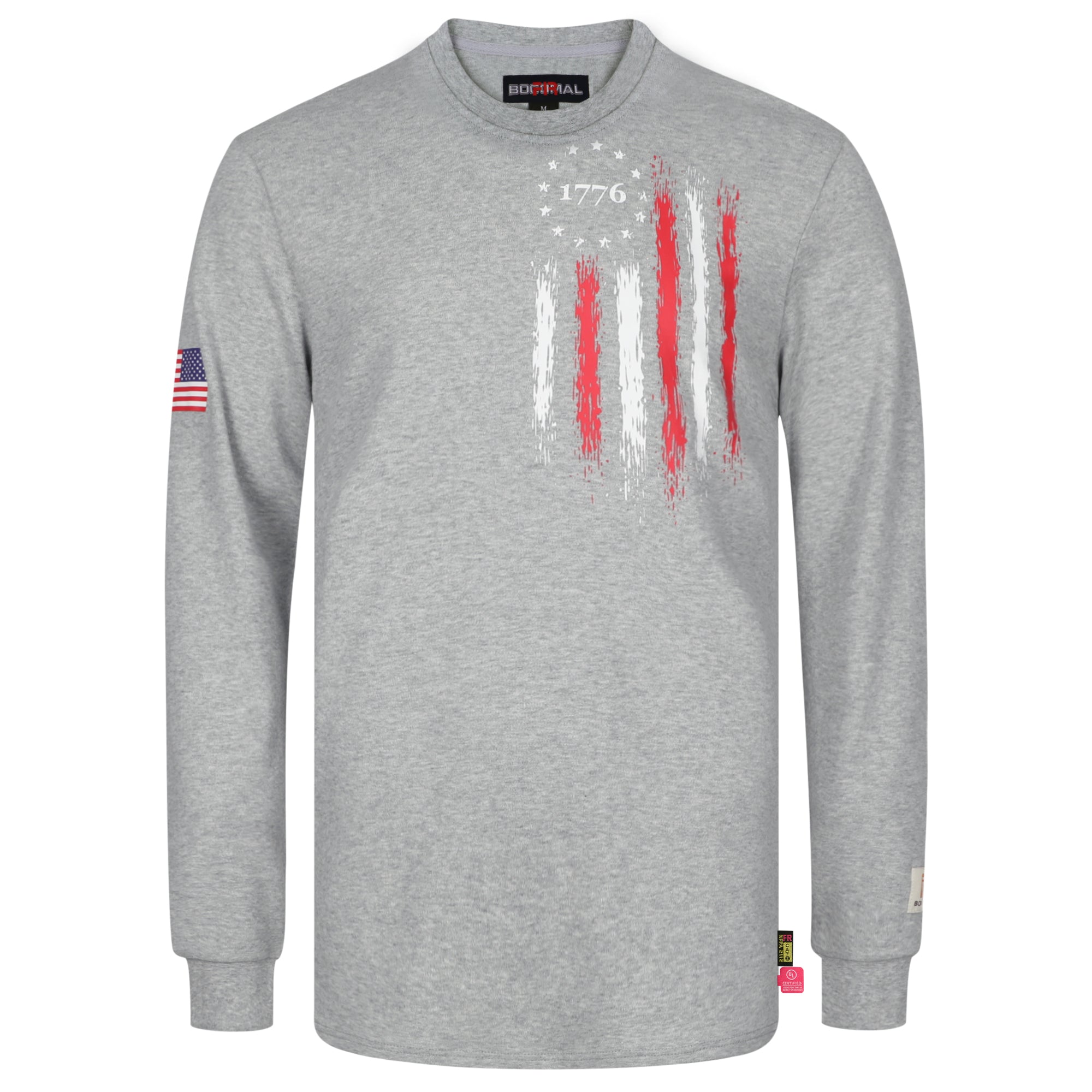 7oz Midweight Flame Resistant Flag/Skull Print Henley T-Shirts NFPA2112 CAT2-D1203