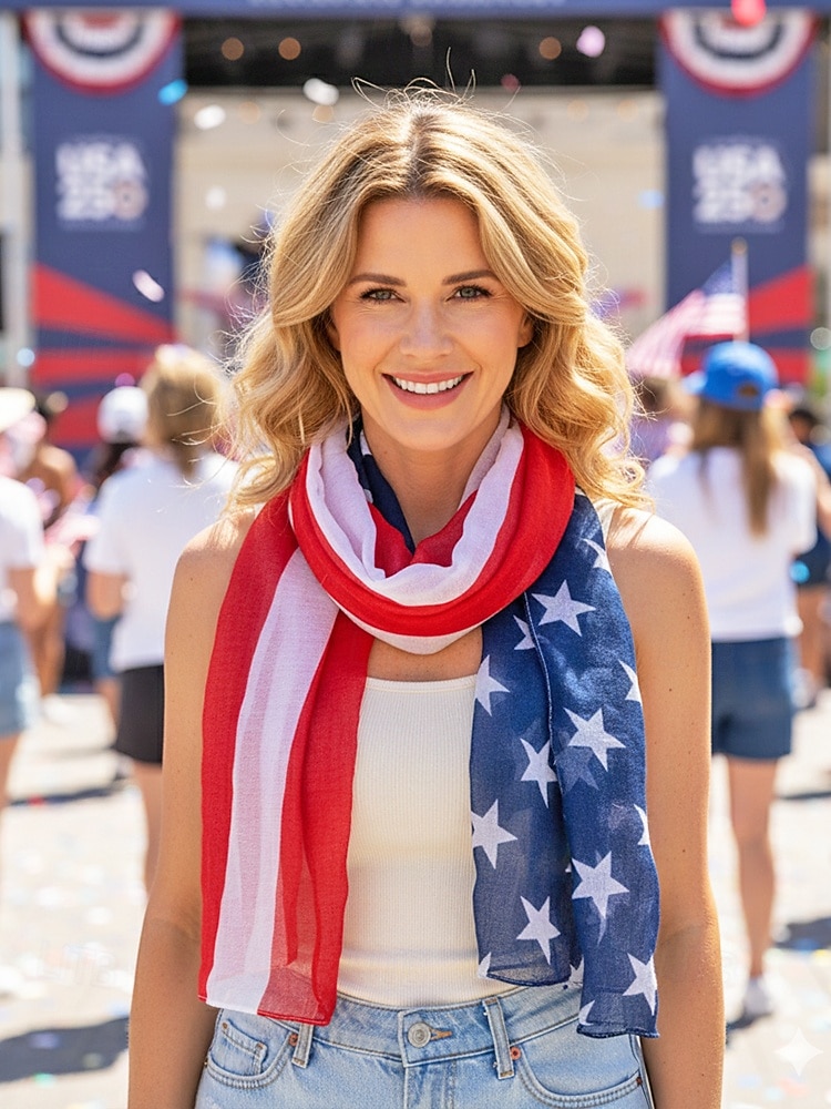 United States 250th Anniversary Women's Polyester Chiffon Scarf, Multiple Patterns, Lightweight and Breathable for Spring & Summer, Perfect for USA, Independence Day & Casual Wear 2026 - $14.99 &ndash;P2
