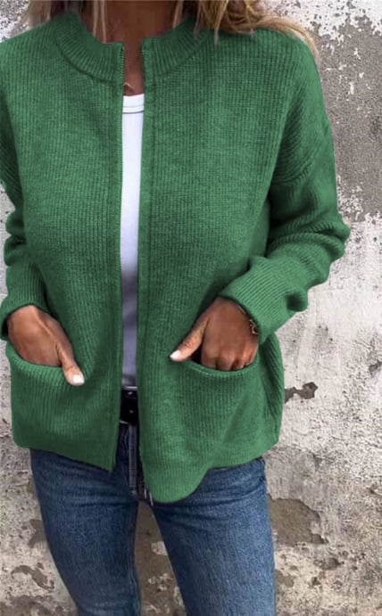 🎁CLEARANCE SALE Round Neck Zipper Knitted Jacket