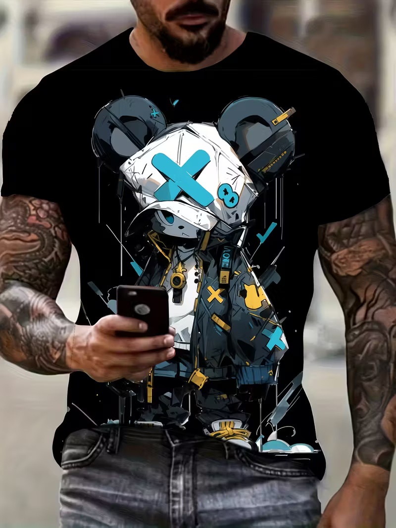 Original trendy brand cartoon men's crew-neck short-sleeved T-shirt