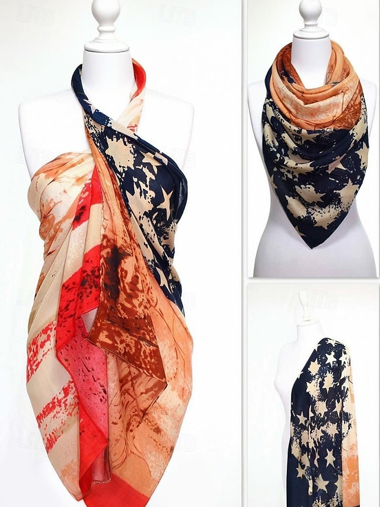 United States 250th Anniversary Women's Polyester Chiffon Scarf, Multiple Patterns, Lightweight and Breathable for Spring & Summer, Perfect for USA, Independence Day & Casual Wear 2026 - $14.99 &ndash;P8