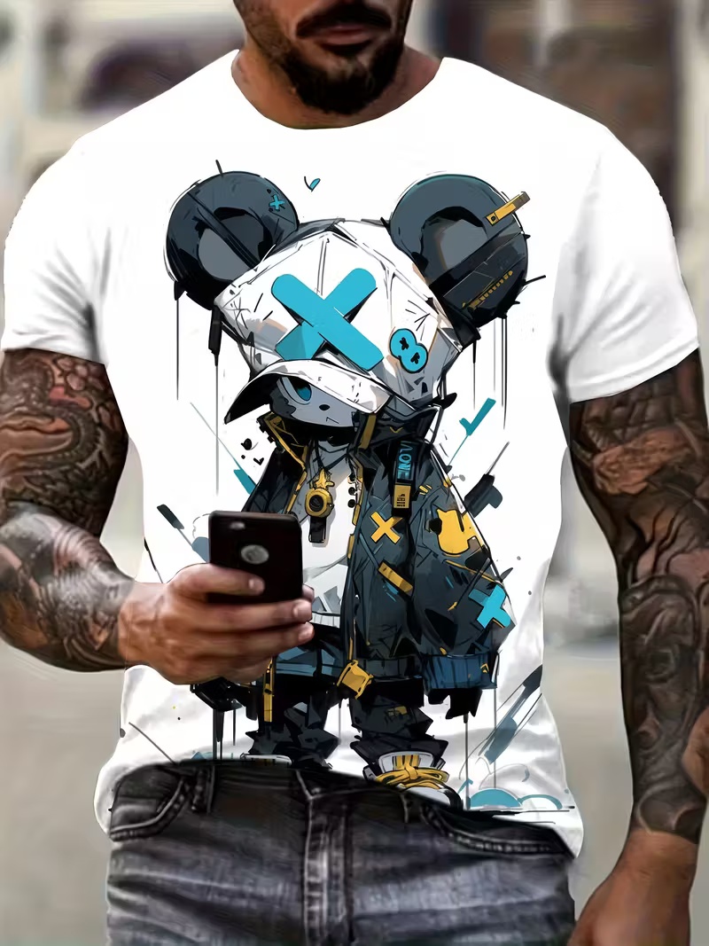 Original trendy brand cartoon men's crew-neck short-sleeved T-shirt