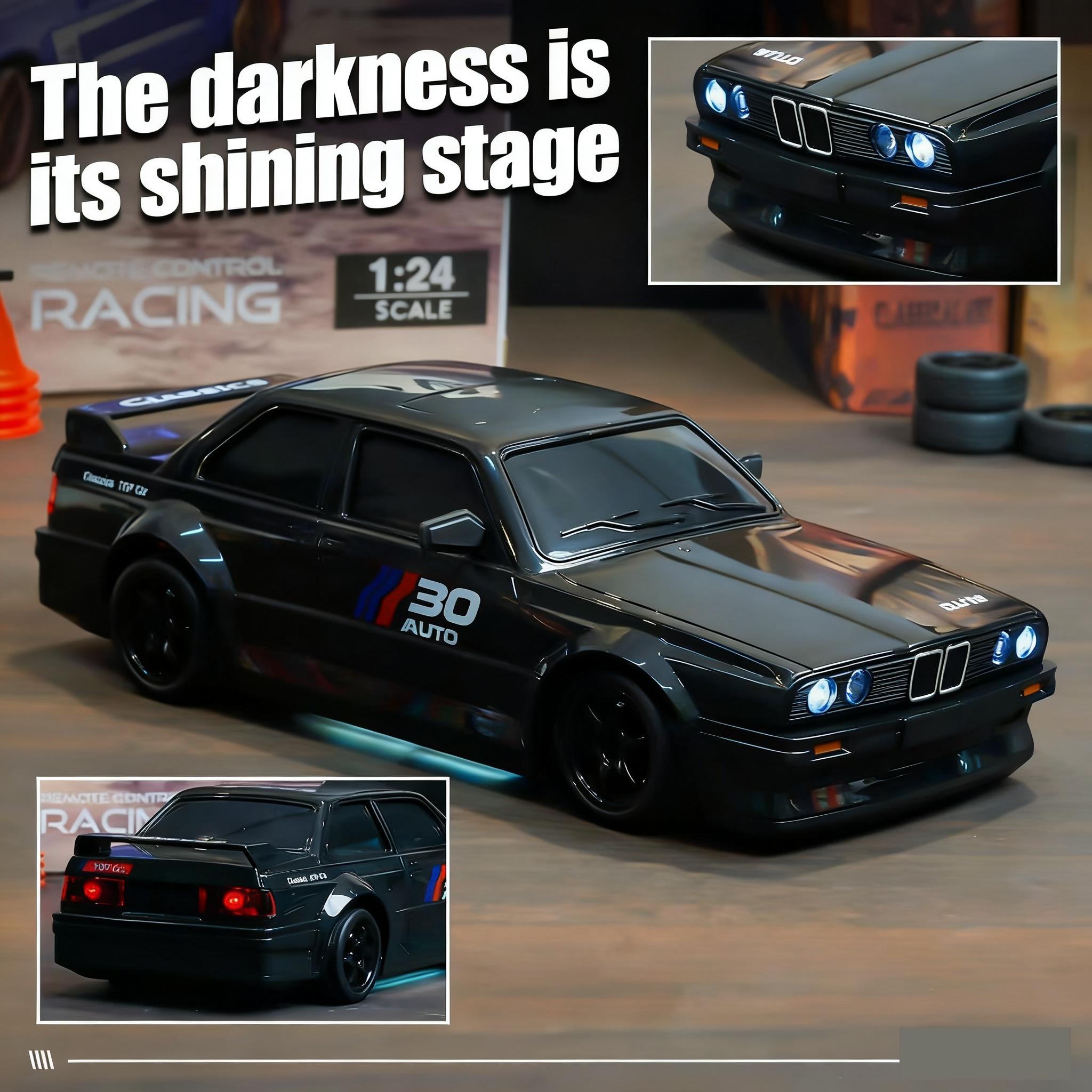 1:24 Scale Remote Control Drift Car - 2.4GHz 4WD RC Drift Car with LED Lights & Tires - Remote Control Racing Car. Perfect Birthday Gift for Kids