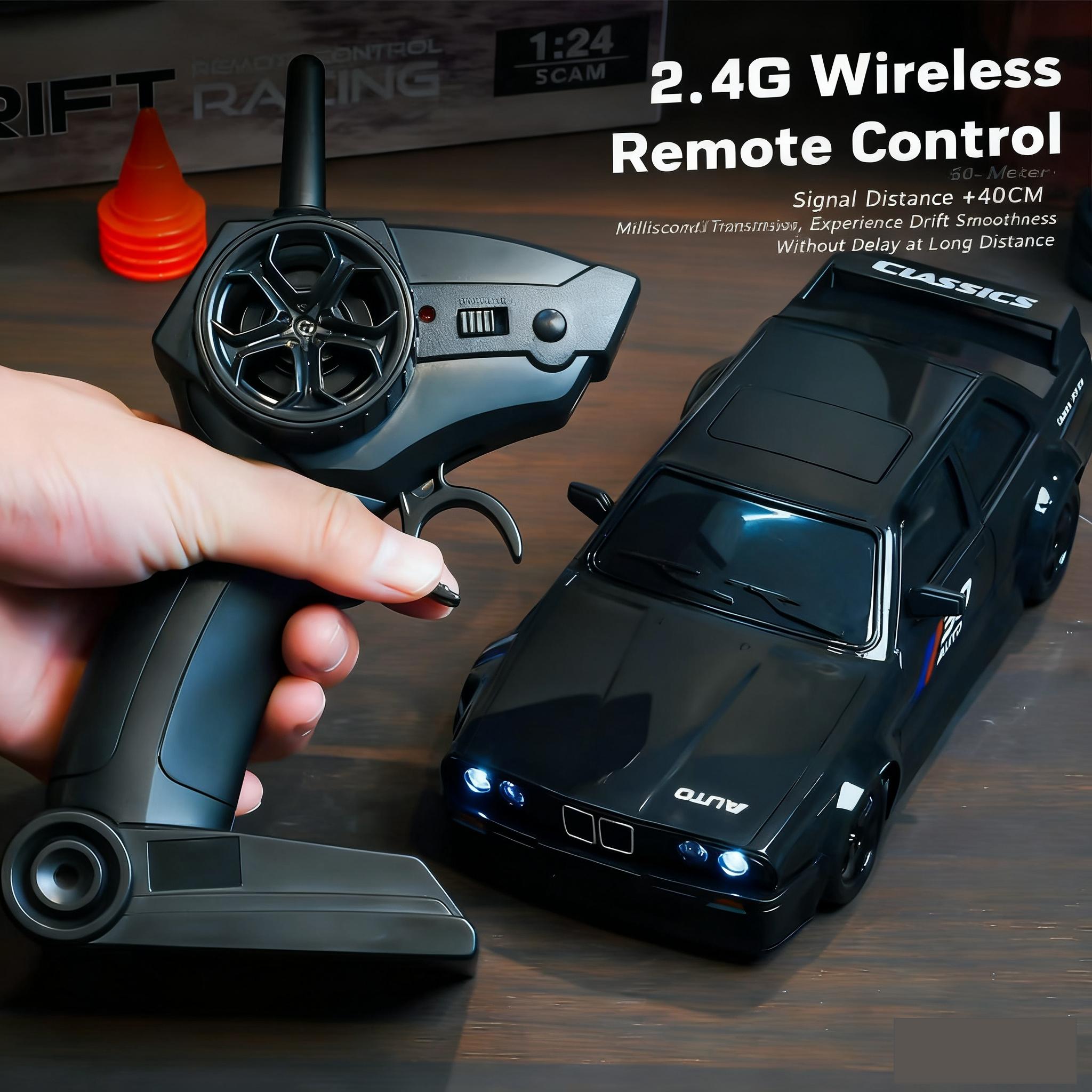 1:24 Scale Remote Control Drift Car - 2.4GHz 4WD RC Drift Car with LED Lights & Tires - Remote Control Racing Car. Perfect Birthday Gift for Kids