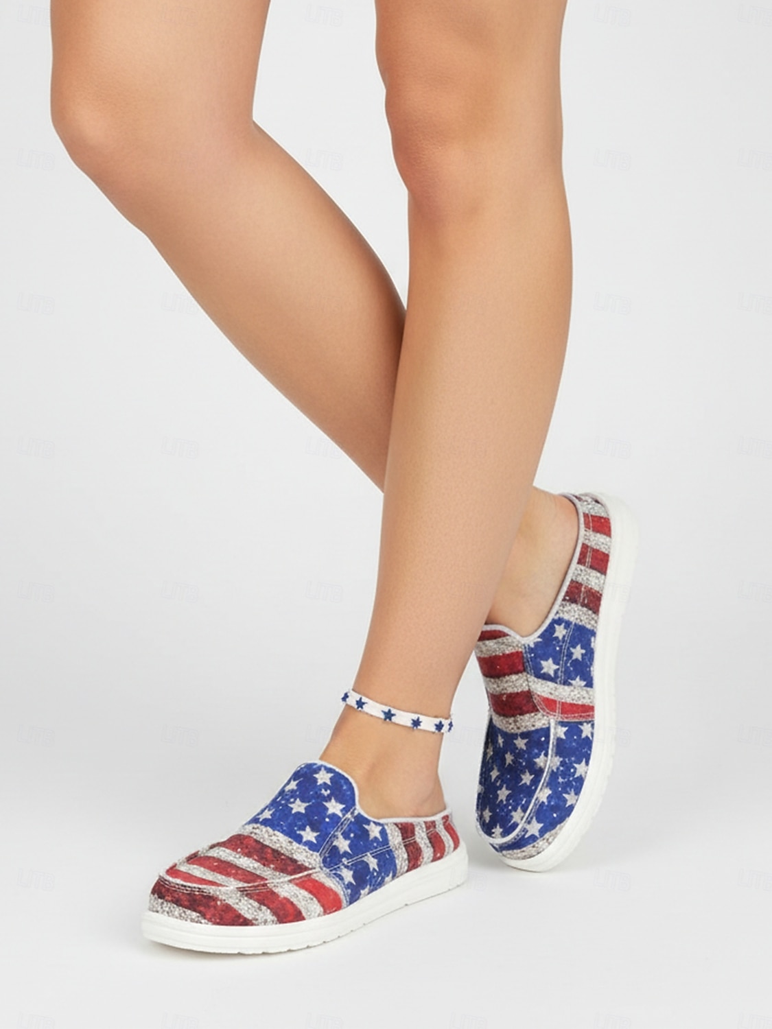 United States 250th Anniversary Women's Red Blue American Flag Print Comfort Mules &ndash; Canvas Slip-On Shoes for USA, Fourth of July, Outdoor Events, Travel & Daily Wear 2026 - $32.99 &ndash;P2