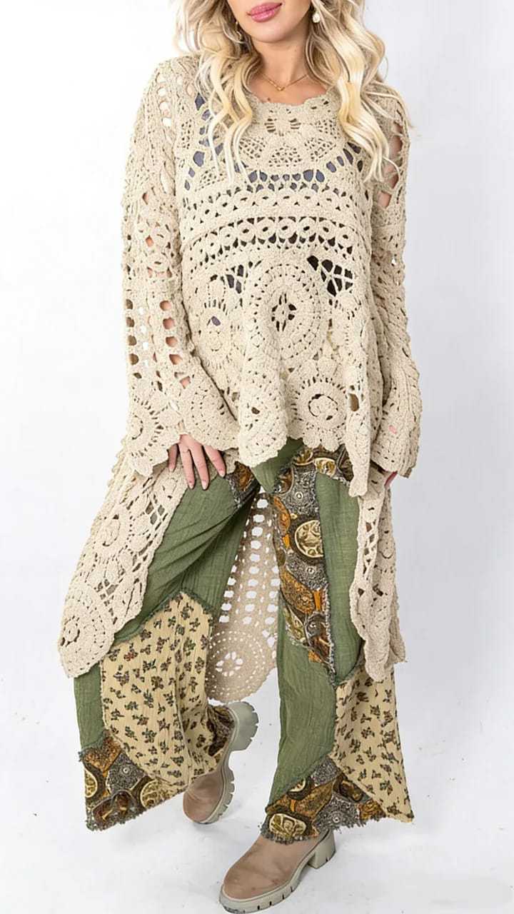 Relaxed Crochet Longline Top