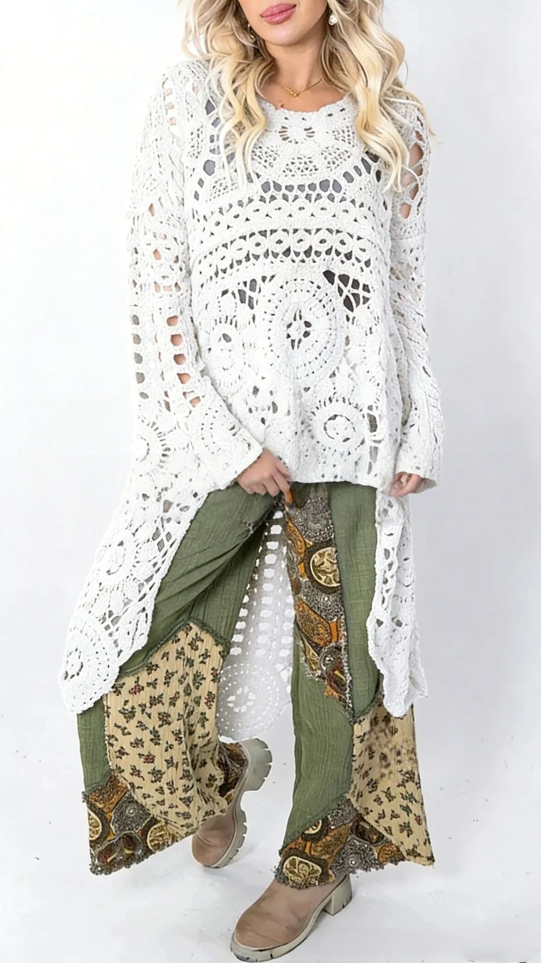 Relaxed Crochet Longline Top