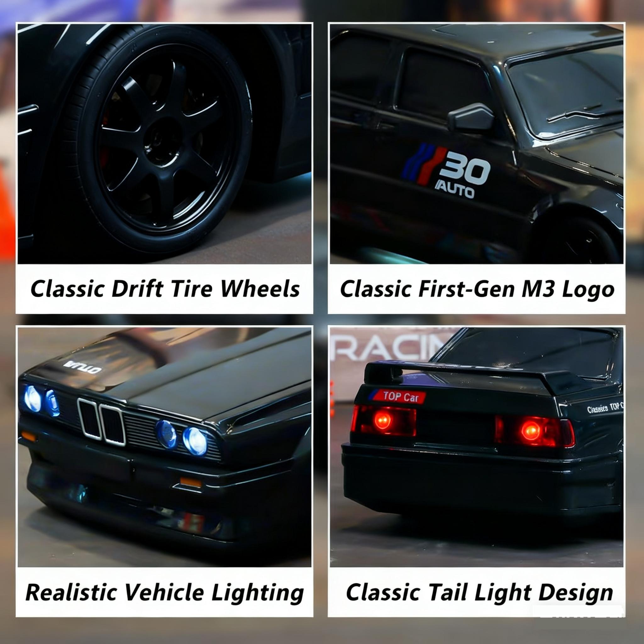 1:24 Scale Remote Control Drift Car - 2.4GHz 4WD RC Drift Car with LED Lights & Tires - Remote Control Racing Car. Perfect Birthday Gift for Kids