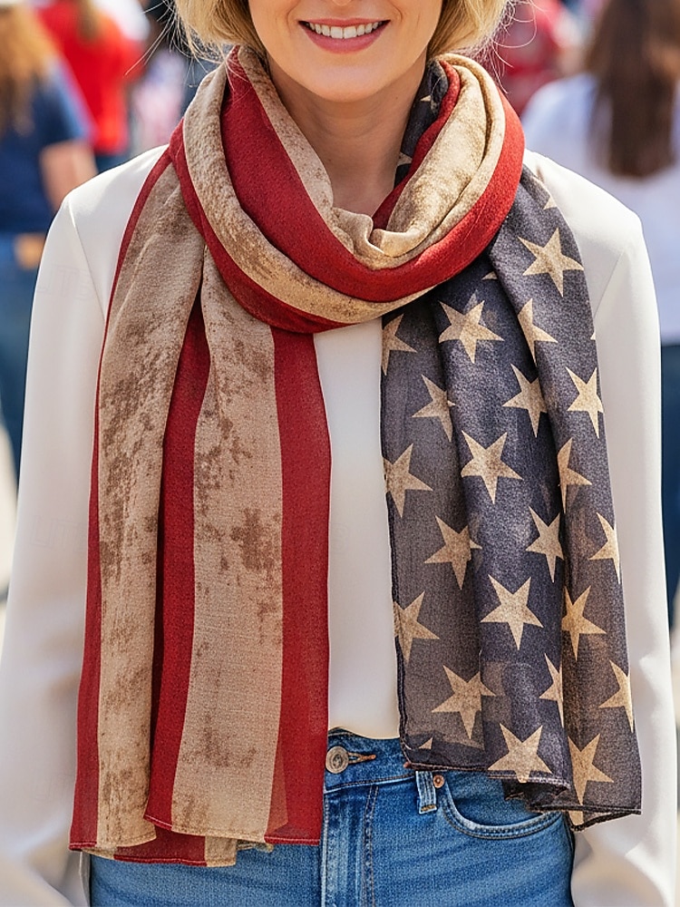 United States 250th Anniversary Women's Polyester Chiffon Scarf, Multiple Patterns, Lightweight and Breathable for Spring & Summer, Perfect for USA, Independence Day & Casual Wear 2026 - $14.99 &ndash;P3