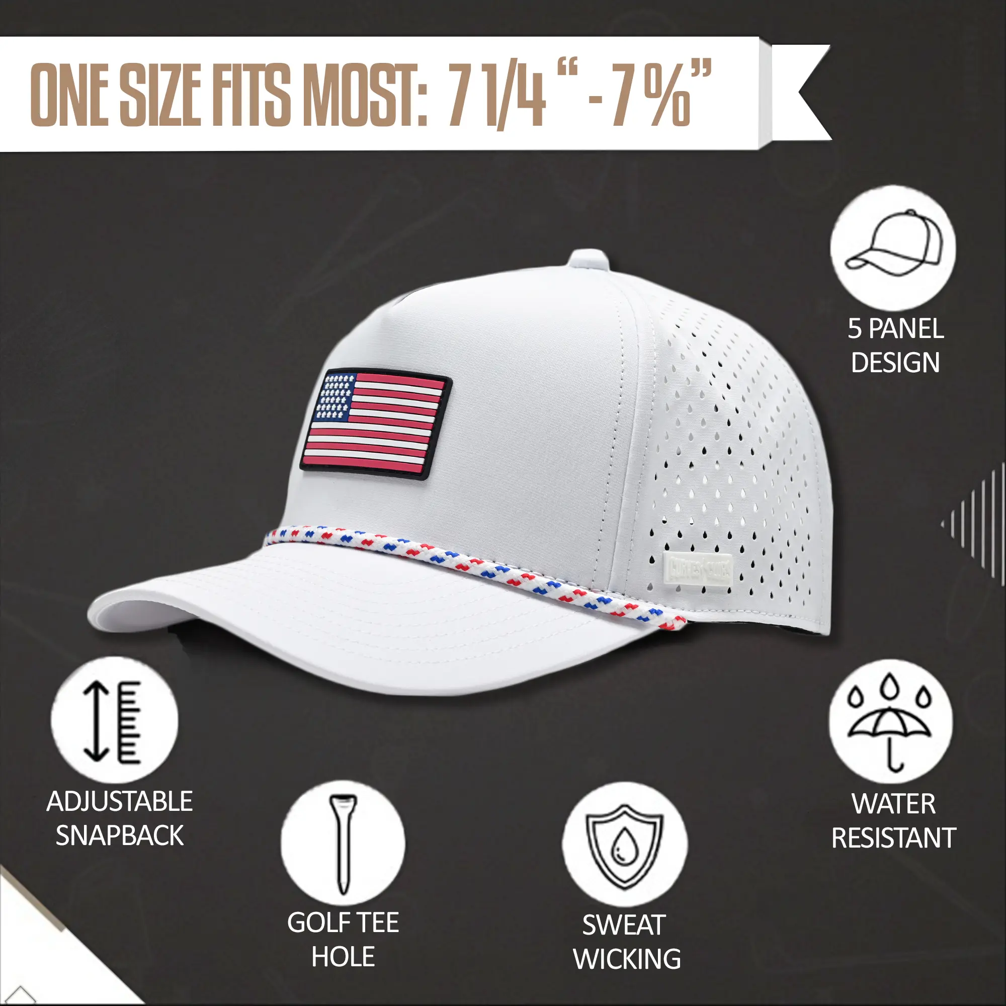 Curves and Clubs American Golf Hat - USA FLAG HAT - ONE SIZE FITS ALL GOLF HAT