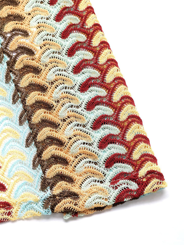 Sasha's Striped Backless Tube Top Back Slit Slim Fit Midi Skirt Set