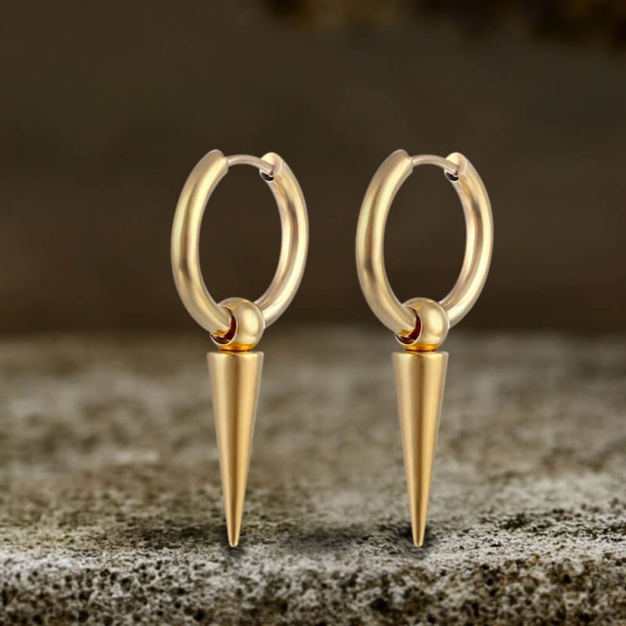 Conical Drop Stainless Steel Hoop Earrings