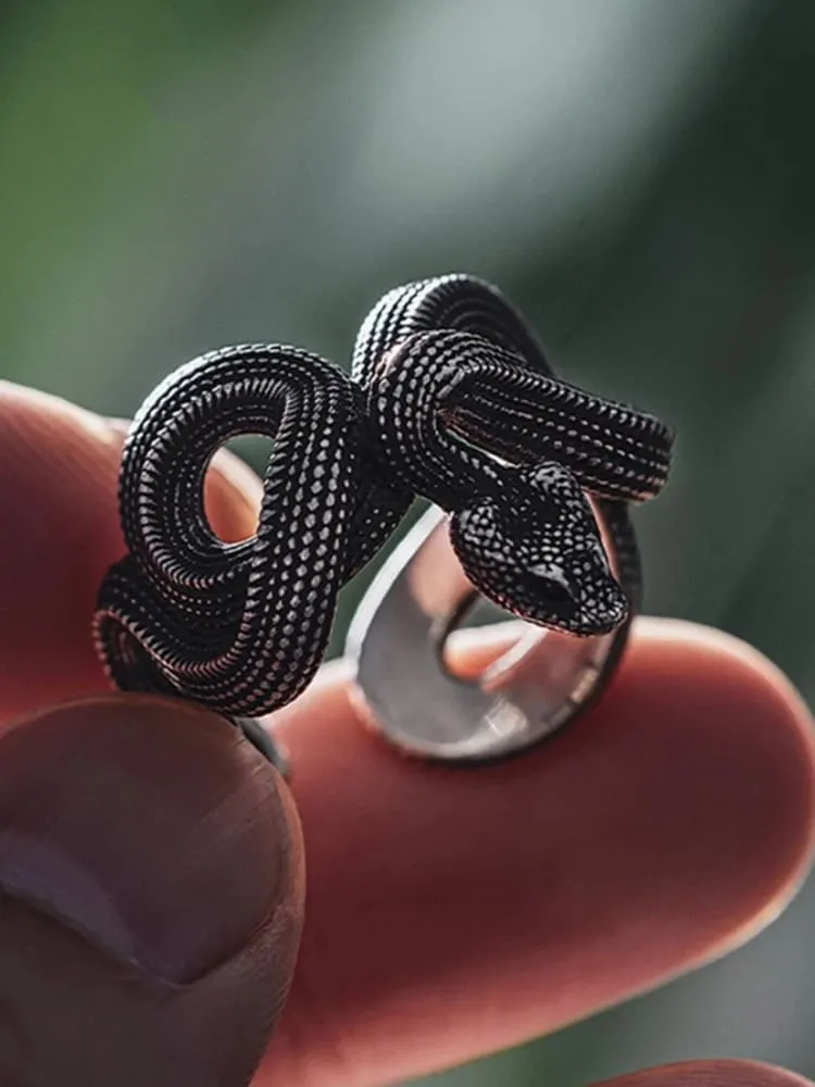 Male Punk Snake Three Dimensional Winding Finger Ring