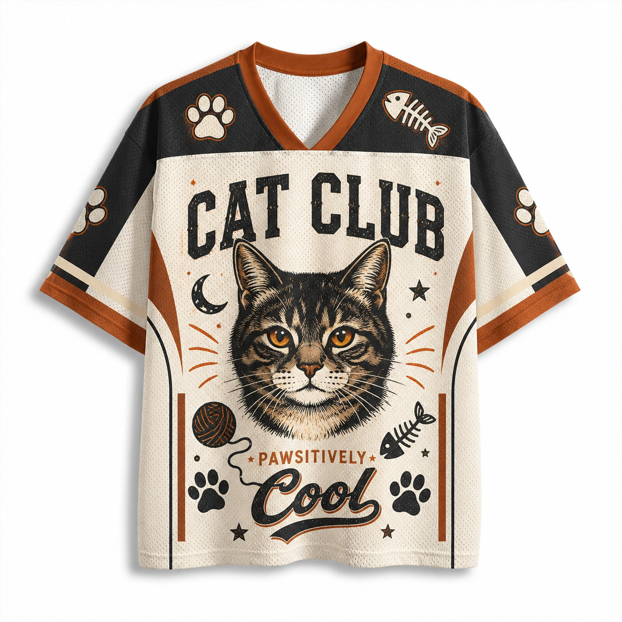 "Cat Club" V-neck mesh Jersey