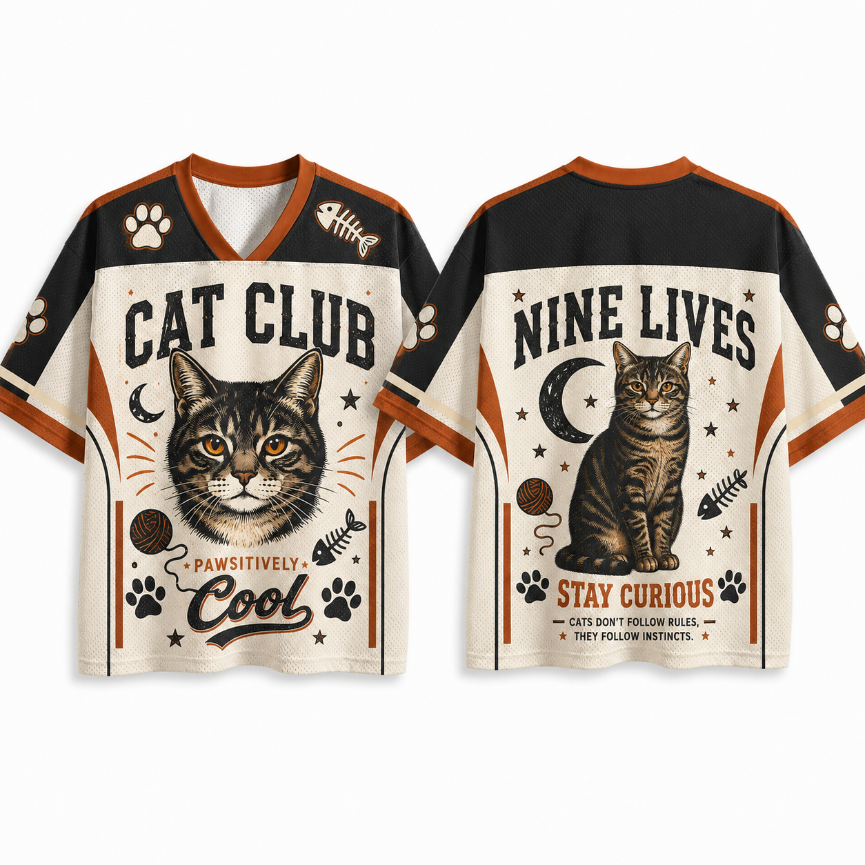 "Cat Club" V-neck mesh Jersey