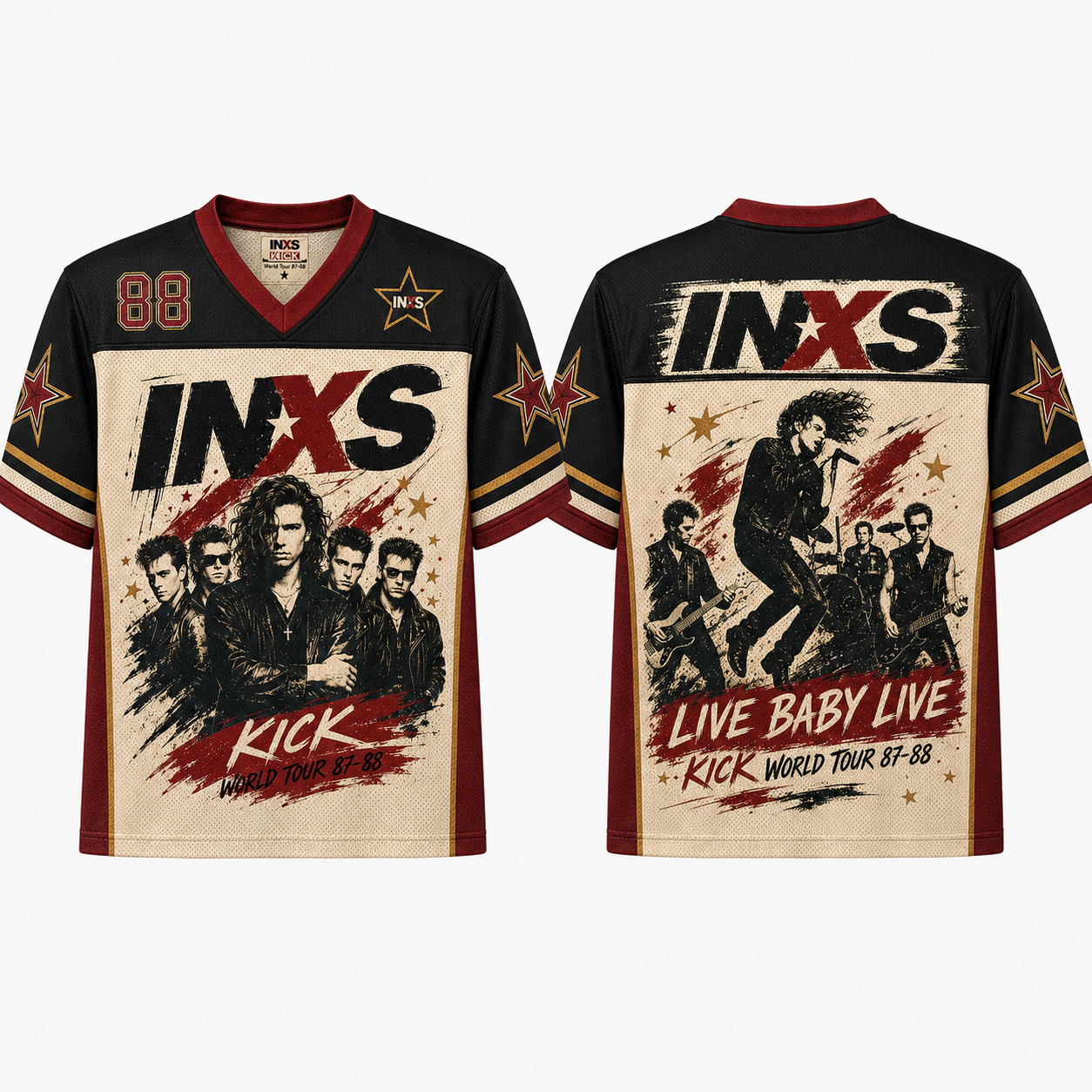 INXS "Kick World Tour 87-88" Jersey Shirts