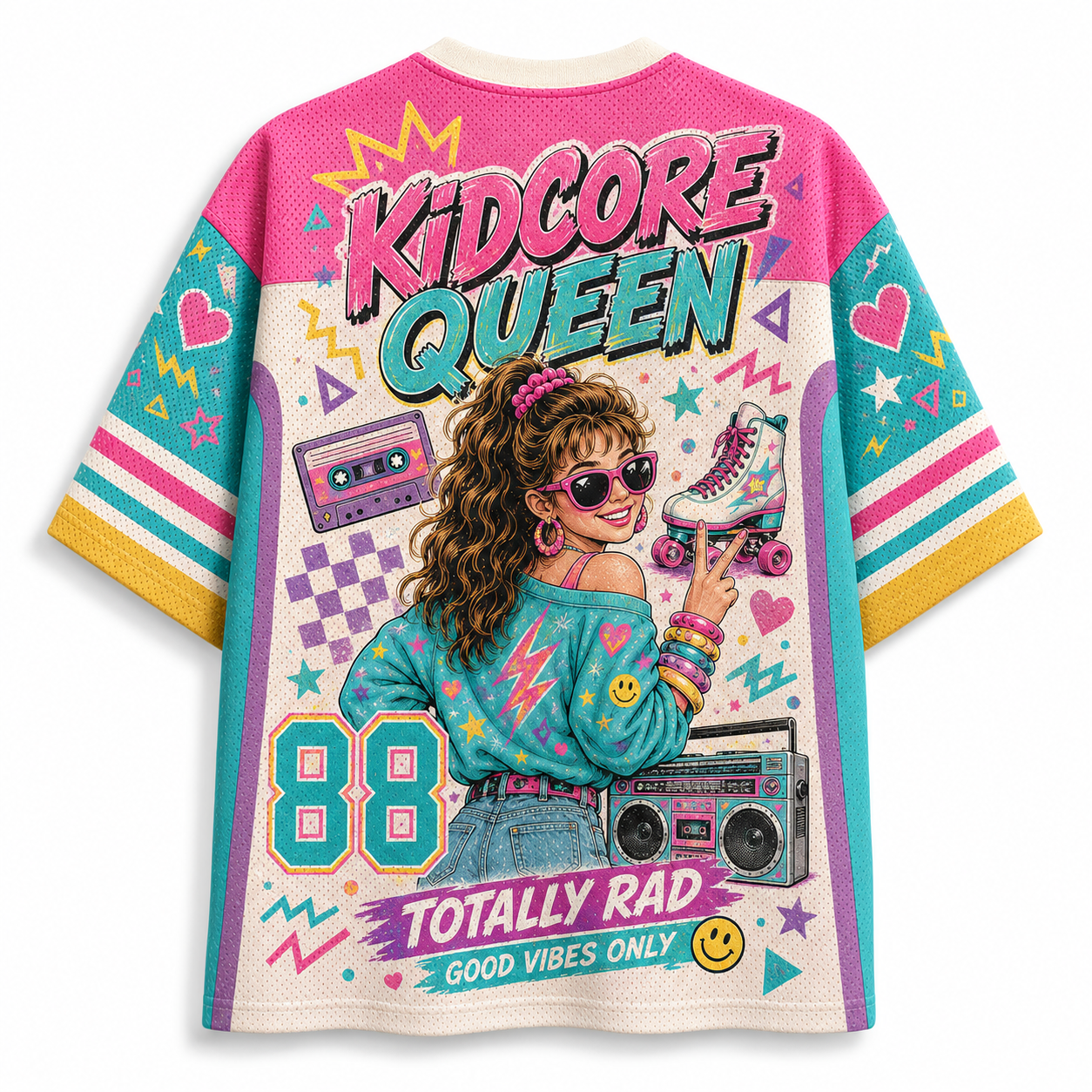 Pink Teal Color Block Mesh Jersey