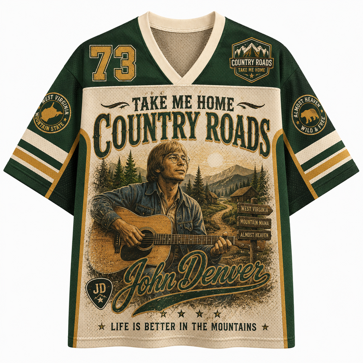 John Denver Take Me Home, Country Roads Jersey Shirts