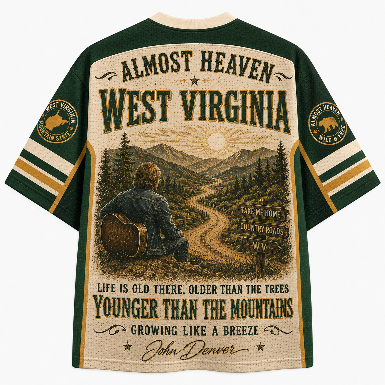 John Denver Take Me Home, Country Roads Jersey Shirts