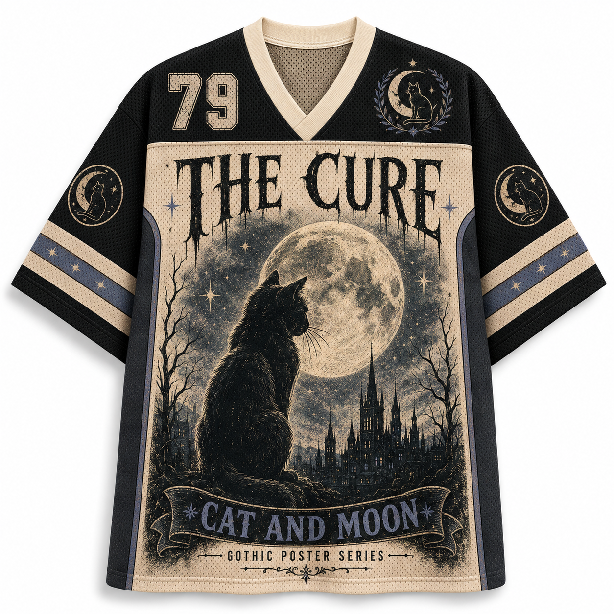 The Cure Cat and Moon Gothic Poster Mesh Jersey
