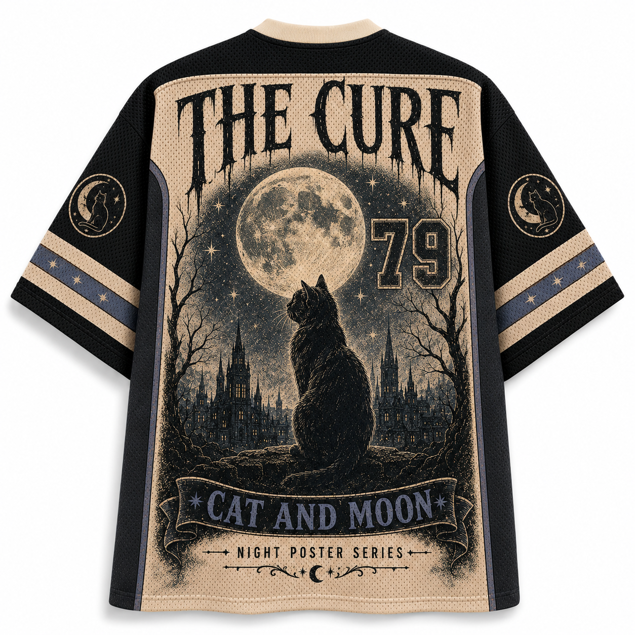 The Cure Cat and Moon Gothic Poster Mesh Jersey
