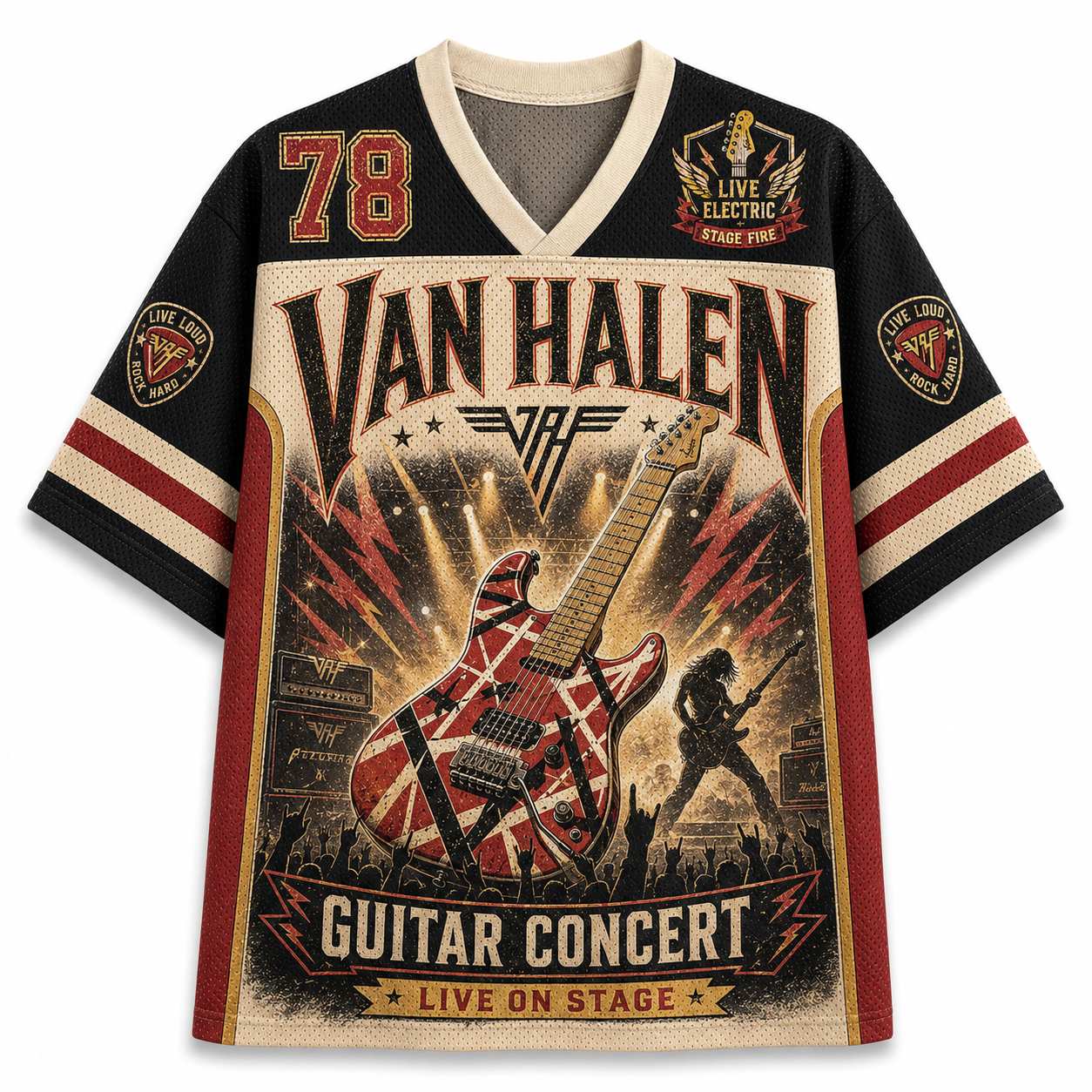 Van Halen Guitar Concert Live On Stage Mesh Jersey