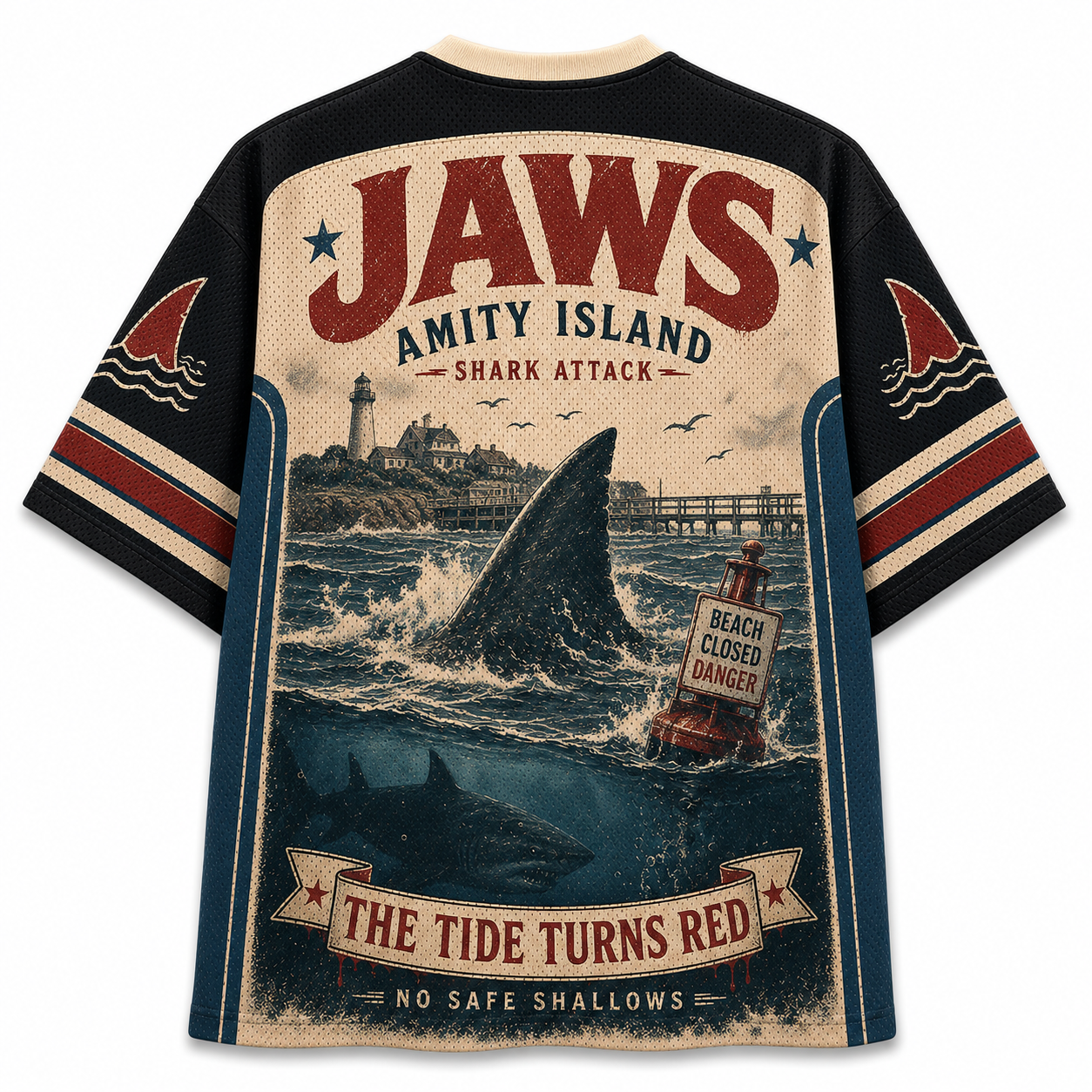 Jaws Amity Island Shark Patrol Jersey Shirts