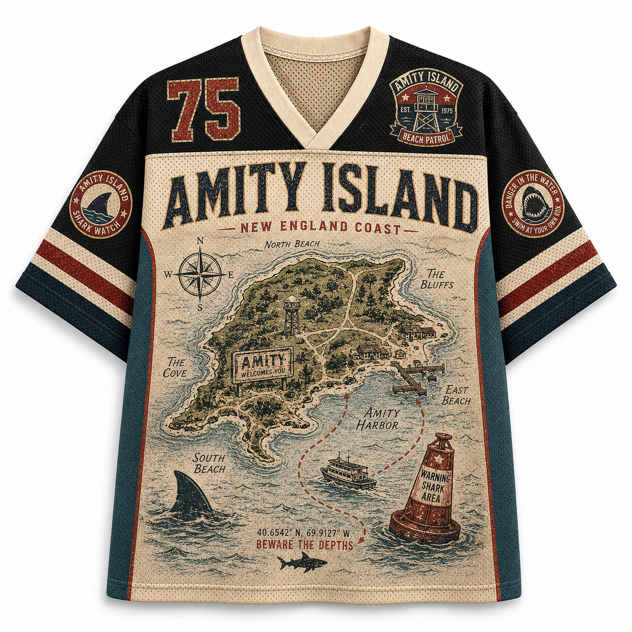 Jaws Amity Island Jersey Shirts