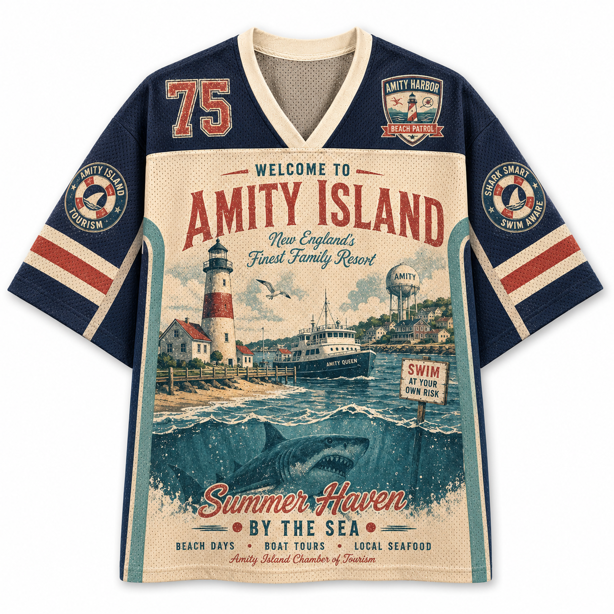 Jaws Amity Island Jersey Shirts